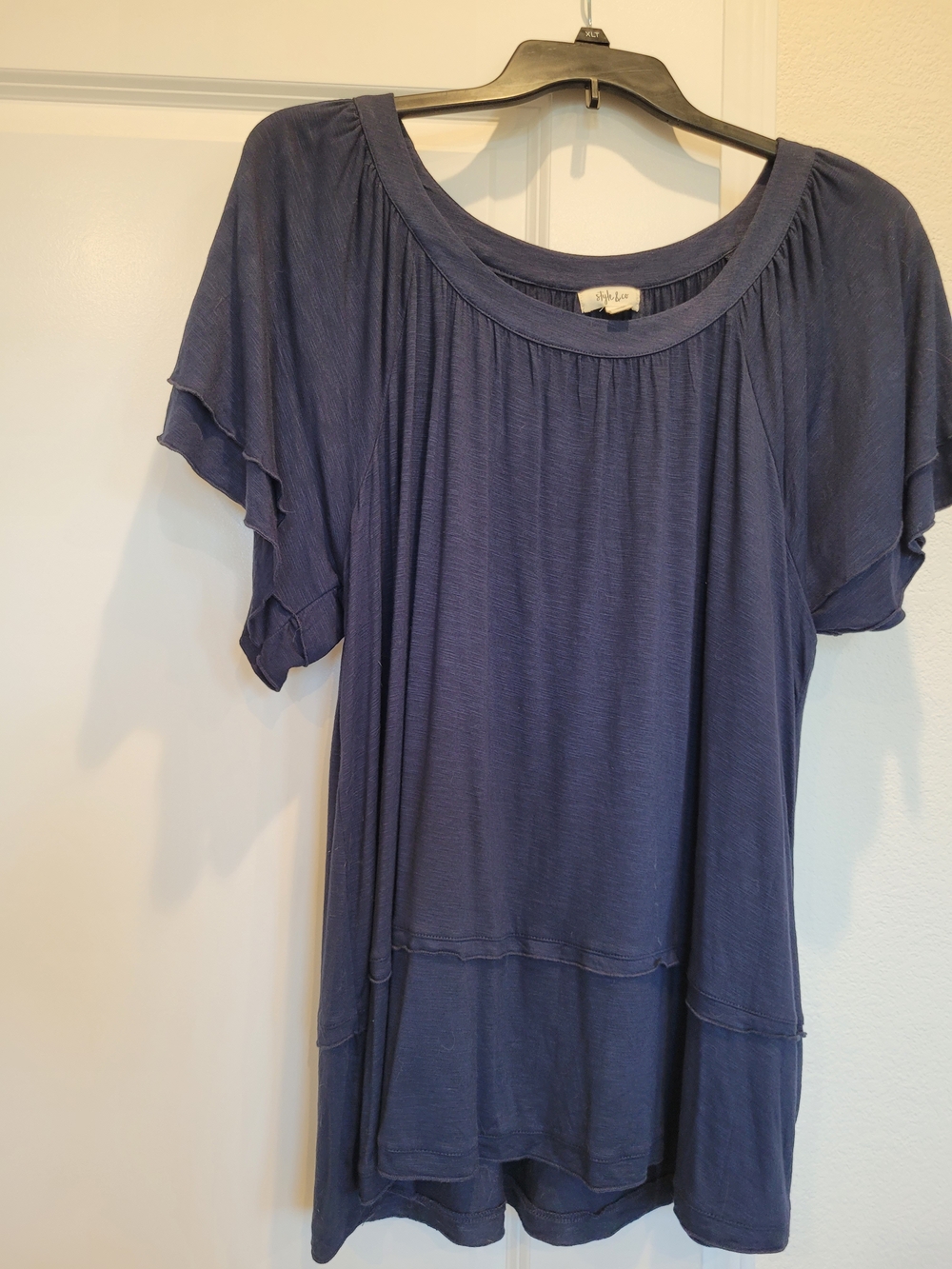 Women's Style & Co Navy Short-Sleeve Scoop Neck Top 3x